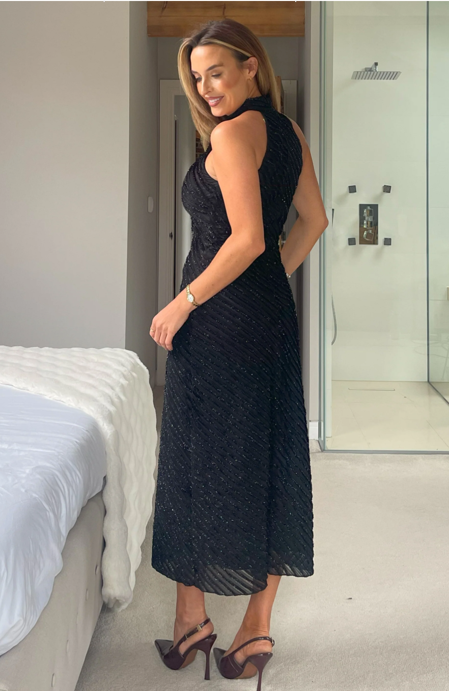Halter neck Midi Shimmer Dress