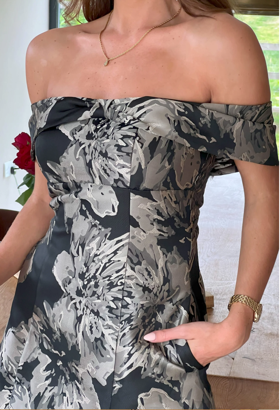Bow Detail Off The Shoulder Mini Dress